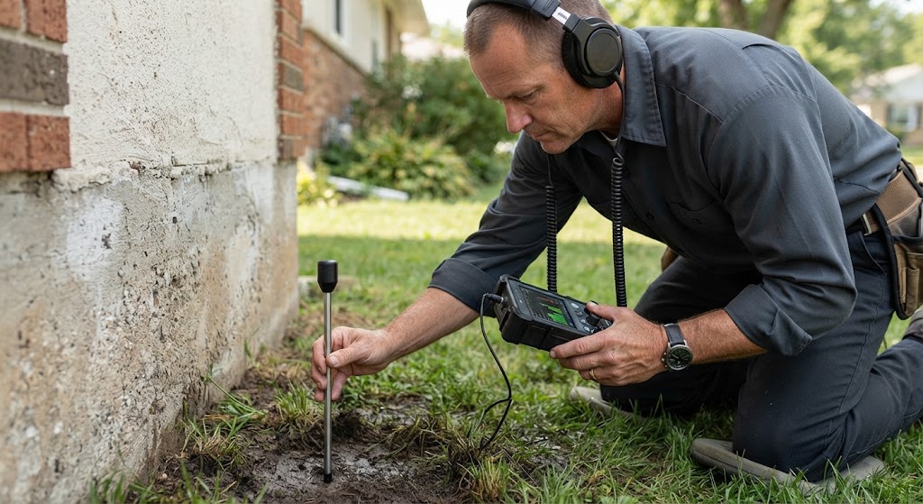 Inspecting flooded solenoid valve box for irrigation leak repair Willingboro